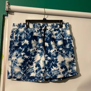 NWOT Aeropostale Navy Blue & White Tie Dye Swim Trunks L